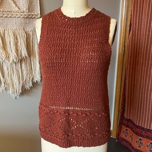 Burnt orange / reddish color knit sleeveless sweater
